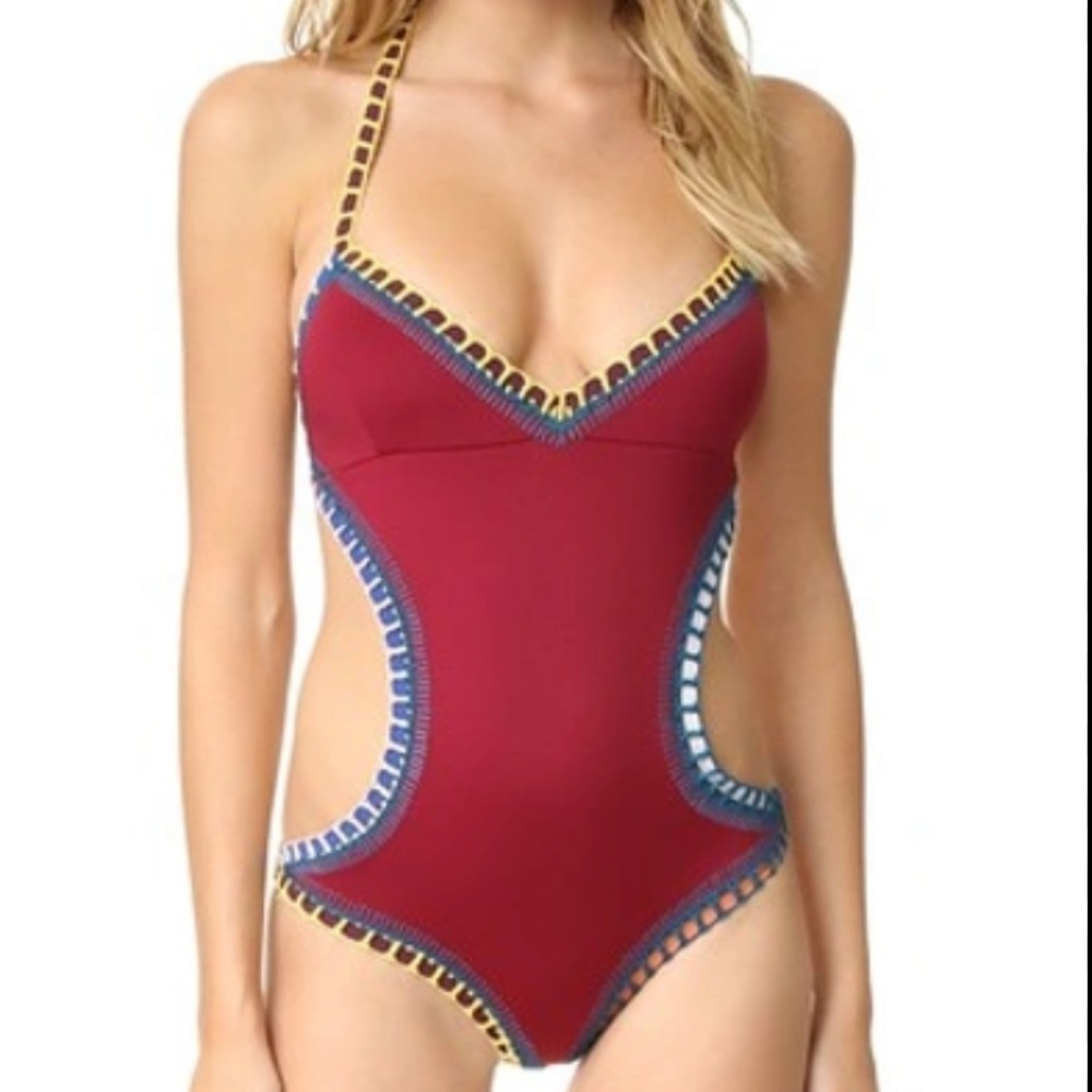 Kiini Soley Mono Maillot Swimsuit - size s, red